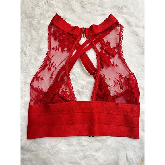 RARE🔥 Honey Birdette LUCILLE❤️ Red Lace Bralette XS - Picture 2 of 4